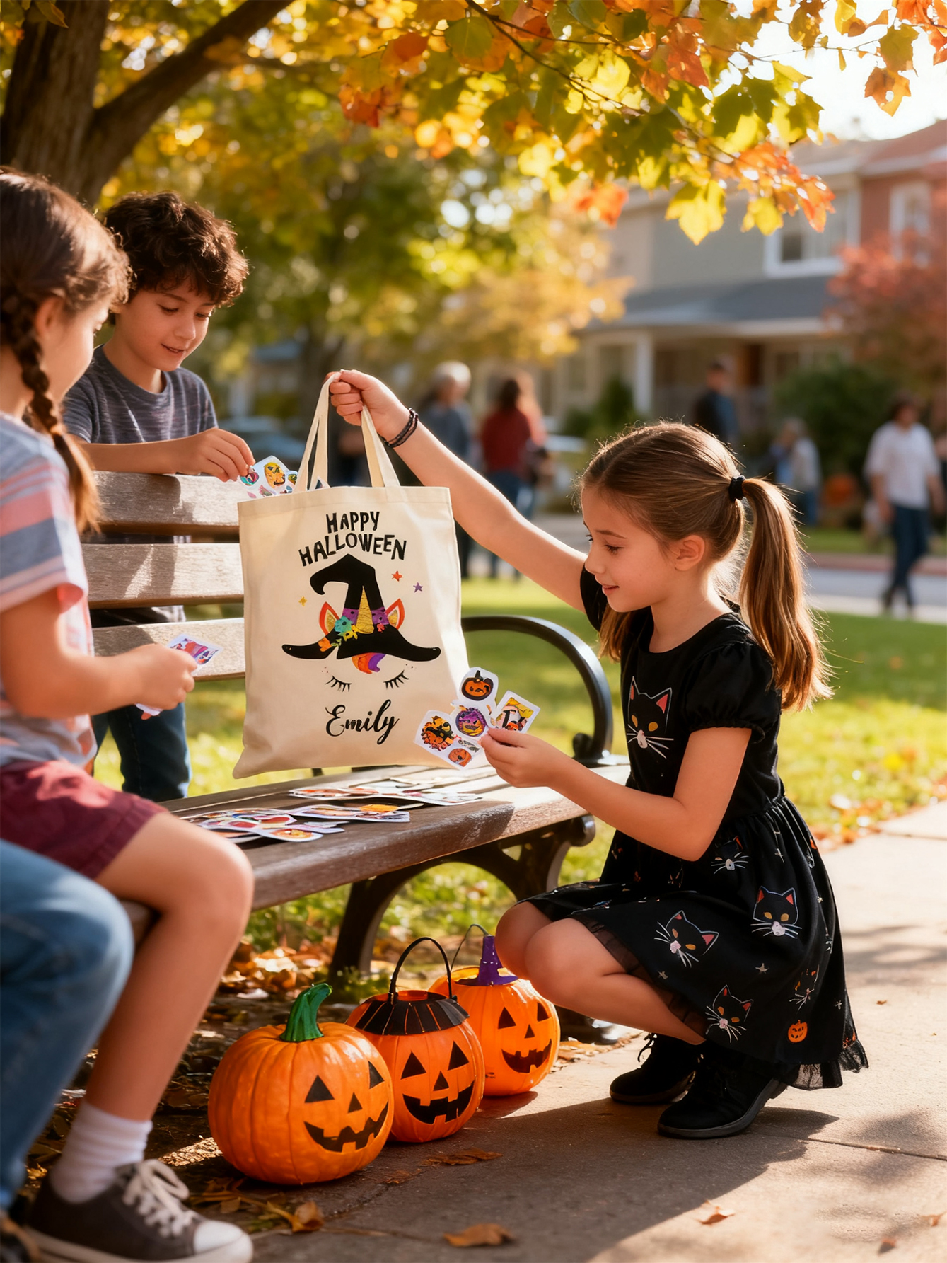 Halloween Witch Hat Personalized Canvas Candy Bag
